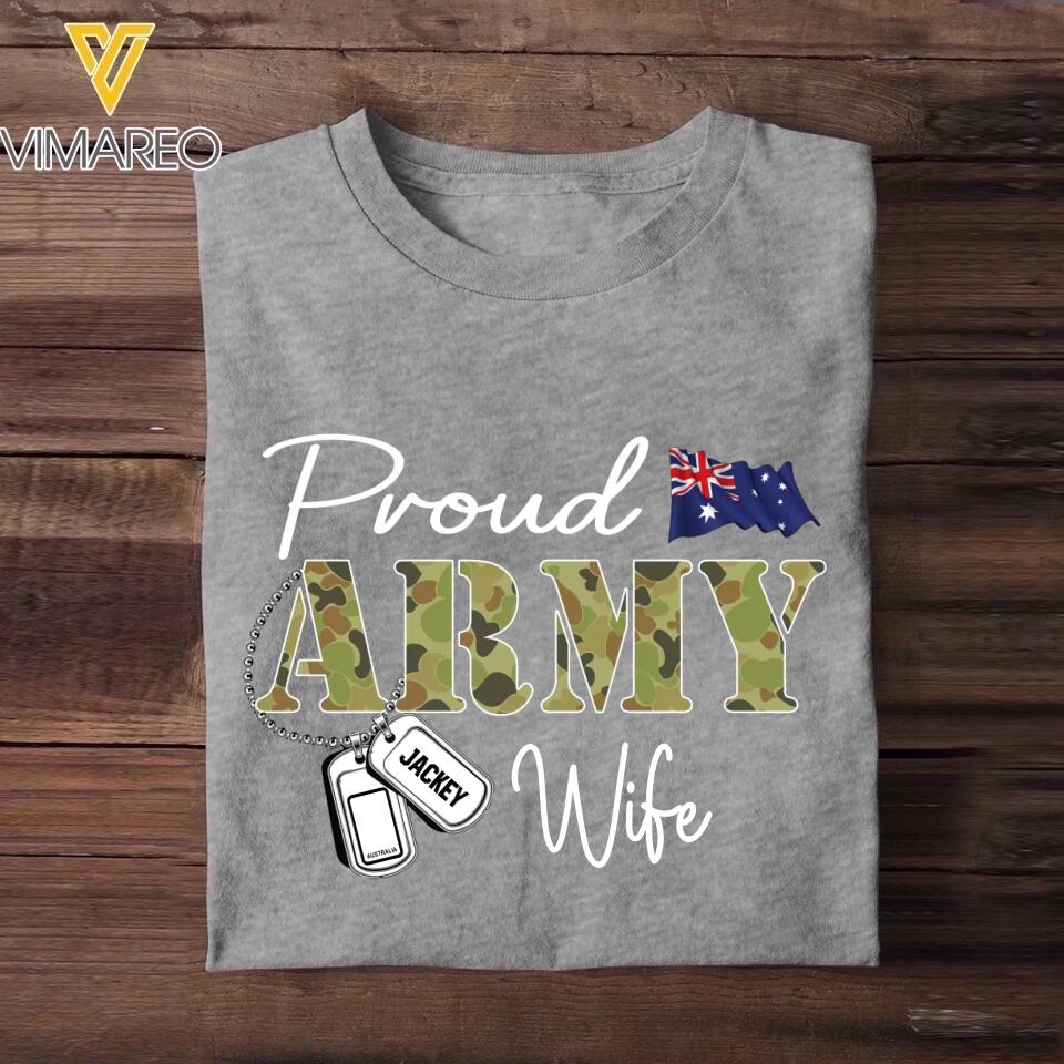 Personalized Proud Australian Army Wife Grandma Mommy Rank With Name Camo Hoodie Or Tshirt Printed 22NOV-DT10