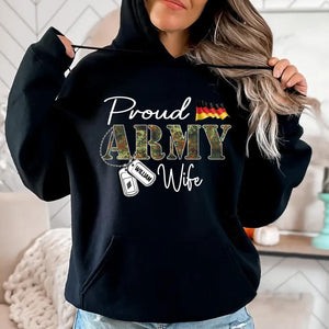 Personalized Proud German Army Wife Grandma Mommy Rank With Name Camo Hoodie Or Tshirt Printed 22NOV-DT10