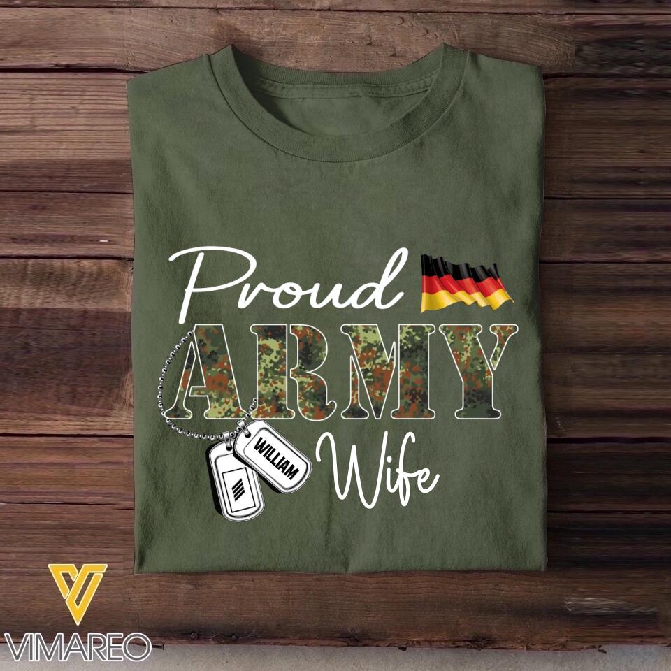 Personalized Proud German Army Wife Grandma Mommy Rank With Name Camo Hoodie Or Tshirt Printed 22NOV-DT10