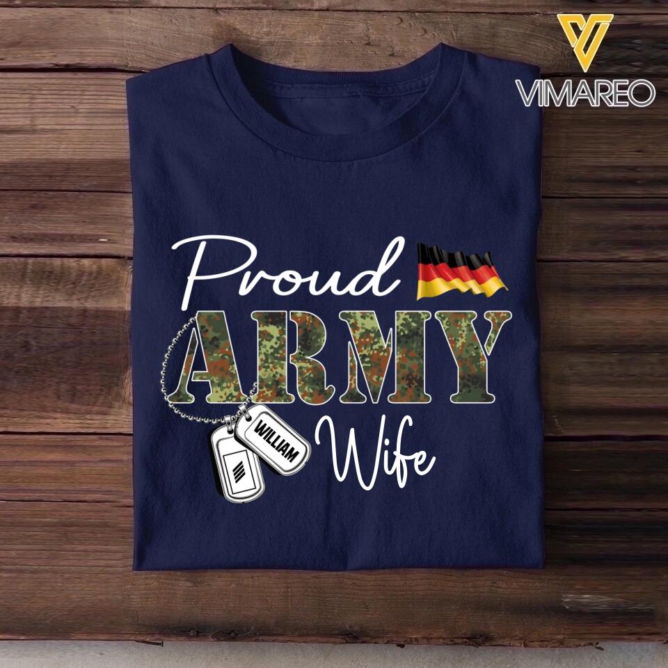 Personalized Proud German Army Wife Grandma Mommy Rank With Name Camo Hoodie Or Tshirt Printed 22NOV-DT10