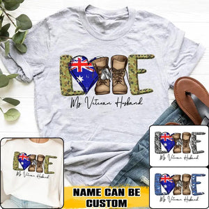 Personalized Love My Australian Veteran Husband Tshirt Hoodie Or Sweatshirt Printed QTHQ1211