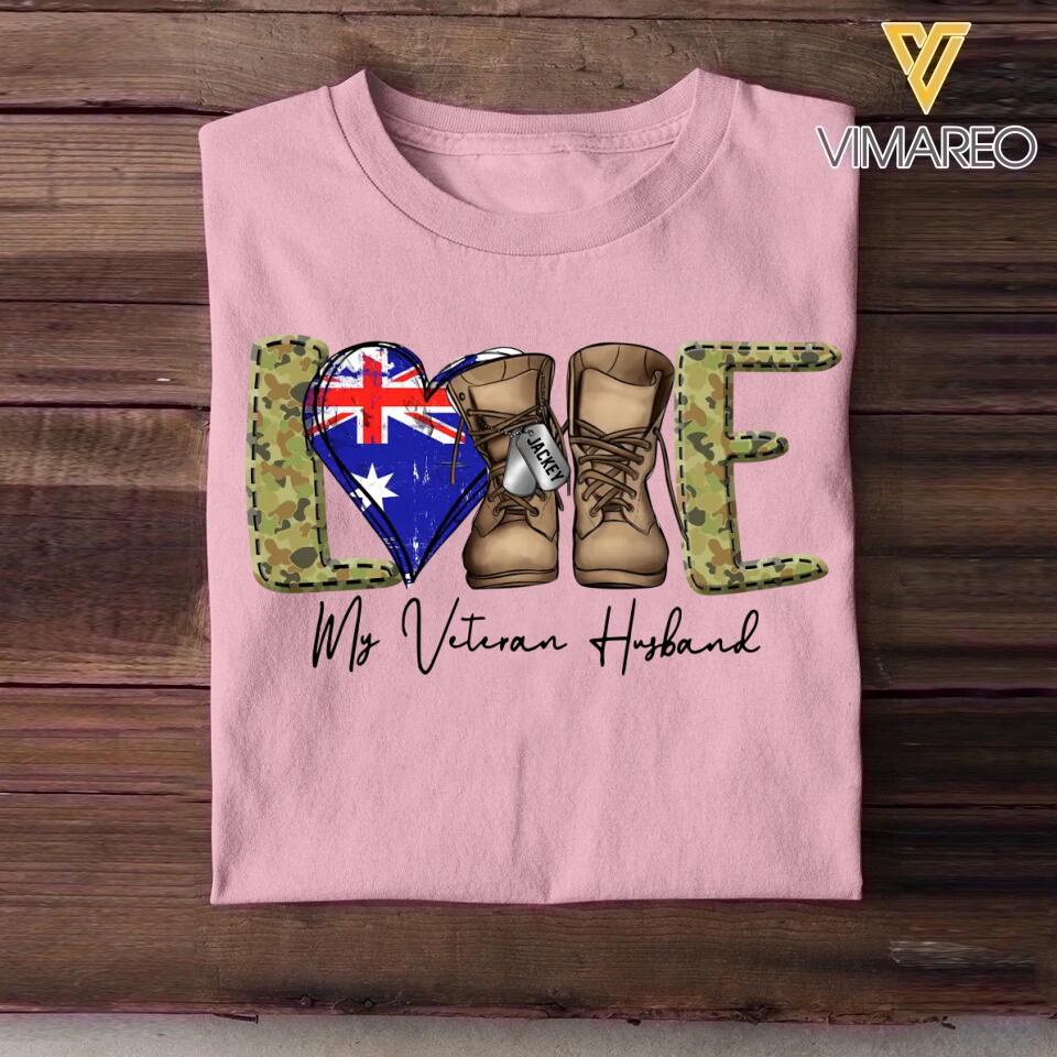 Personalized Love My Australian Veteran Husband Tshirt Hoodie Or Sweatshirt Printed QTHQ1211