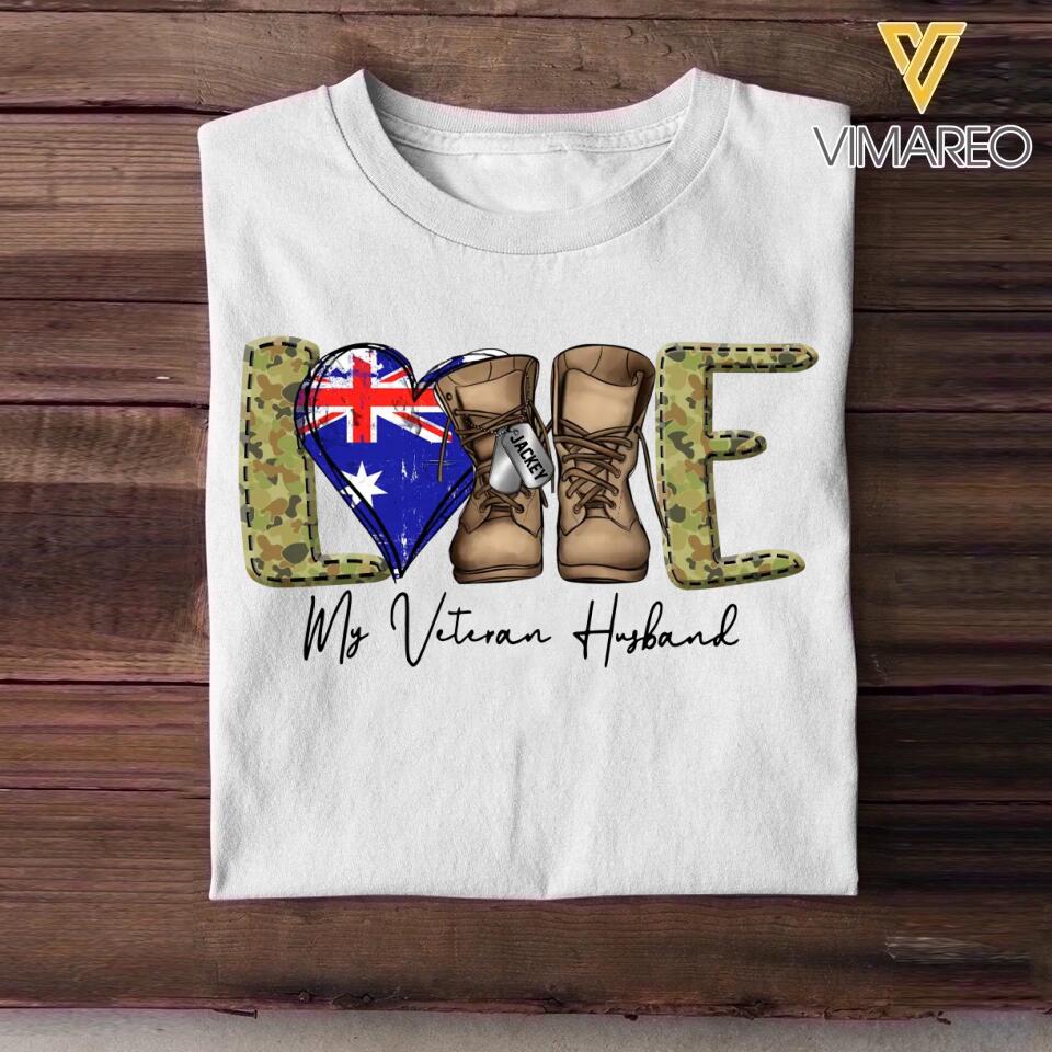 Personalized Love My Australian Veteran Husband Tshirt Hoodie Or Sweatshirt Printed QTHQ1211