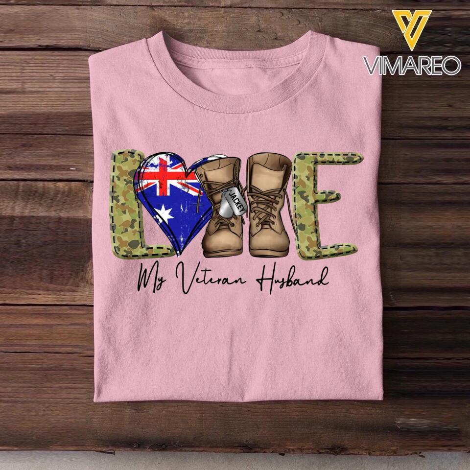 Personalized Love My Australian Veteran Husband Tshirt Hoodie Or Sweatshirt Printed QTHQ1211