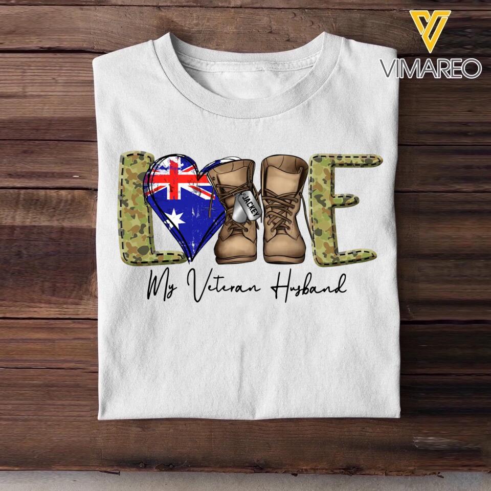 Personalized Love My Australian Veteran Husband Tshirt Hoodie Or Sweatshirt Printed QTHQ1211