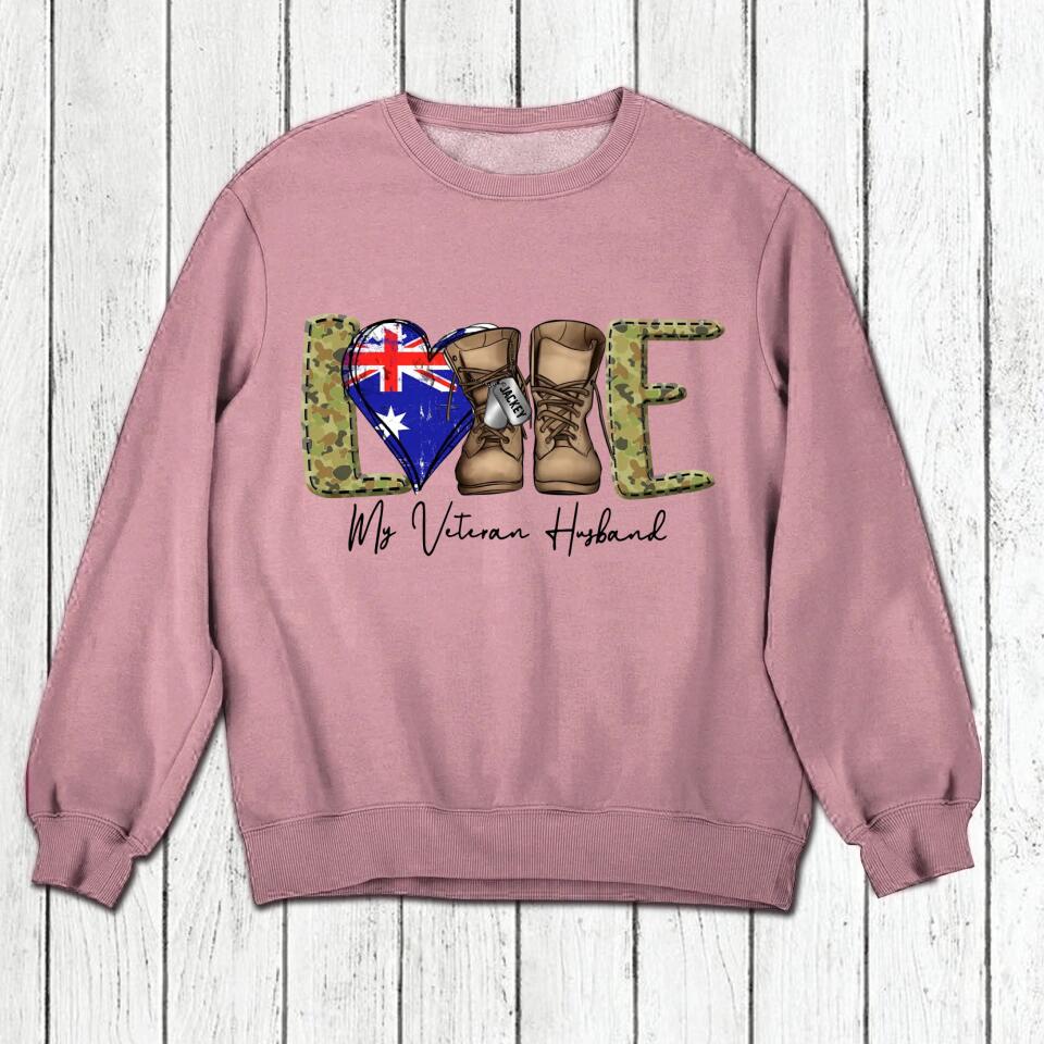 Personalized Love My Australian Veteran Husband Tshirt Hoodie Or Sweatshirt Printed QTHQ1211