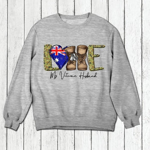 Personalized Love My Australian Veteran Husband Tshirt Hoodie Or Sweatshirt Printed QTHQ1211