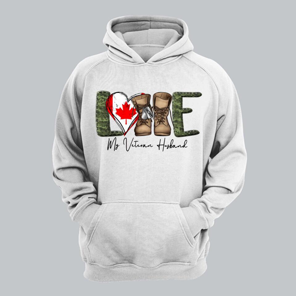 Personalized Love My Canadian Veteran Husband Tshirt Hoodie Or Sweatshirt Printed QTHQ1211