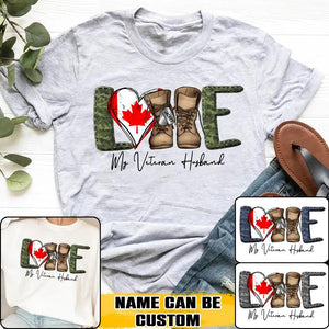 Personalized Love My Canadian Veteran Husband Tshirt Hoodie Or Sweatshirt Printed QTHQ1211
