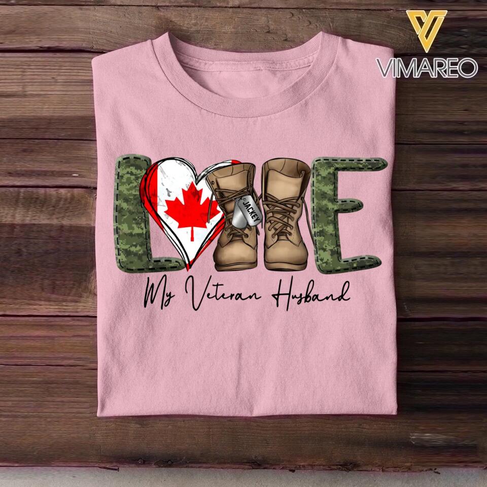 Personalized Love My Canadian Veteran Husband Tshirt Hoodie Or Sweatshirt Printed QTHQ1211
