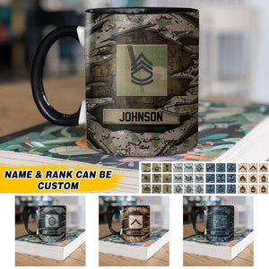 Personalized US Solider/ Veteran Rank Camo Ceramics Mug 22NOV-HQ16