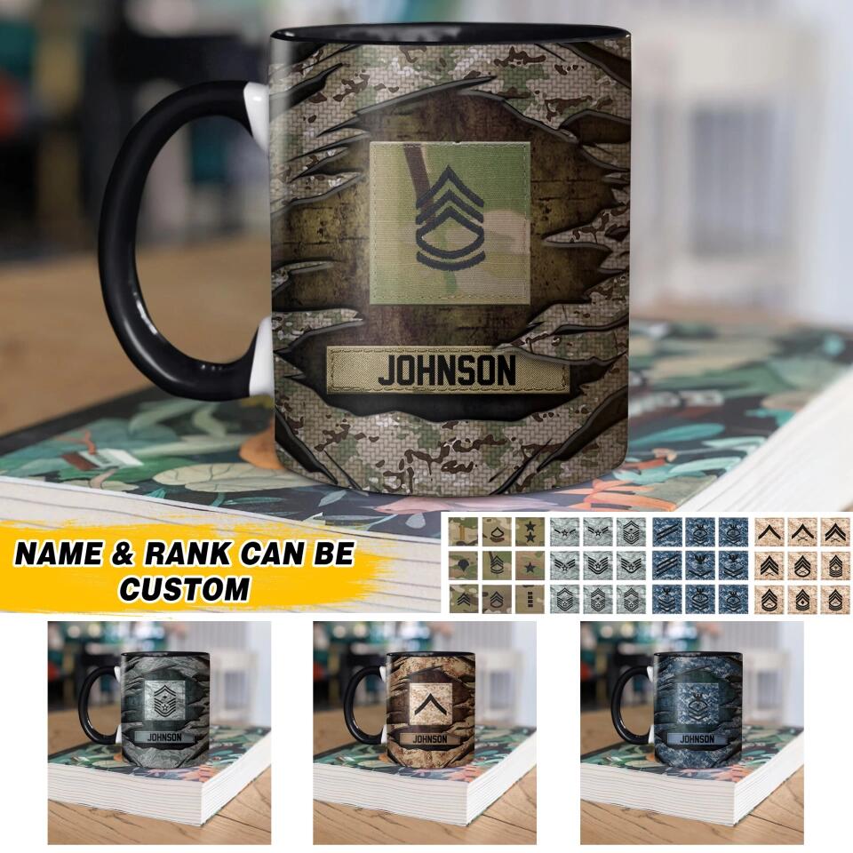 Personalized US Solider/ Veteran Rank Camo Ceramics Mug 22NOV-HQ16