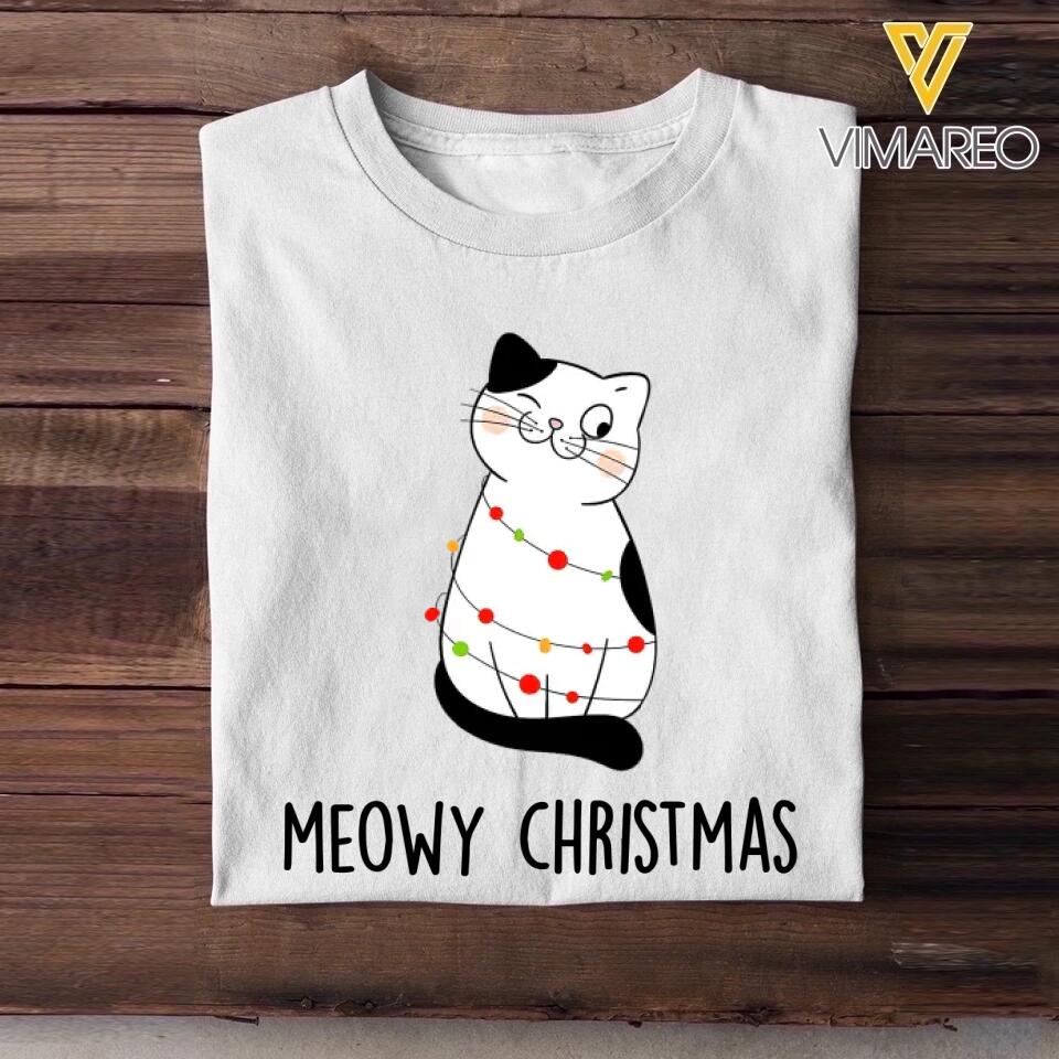 Personalized Meowy Christmas Cat Lovers Tshirt Hoodie Or Sweatshirt Printed QTH2511