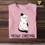 Personalized Meowy Christmas Cat Lovers Tshirt Hoodie Or Sweatshirt Printed QTH2511