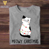 Personalized Meowy Christmas Cat Lovers Tshirt Hoodie Or Sweatshirt Printed QTH2511
