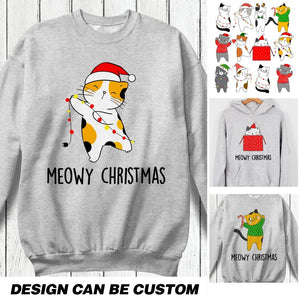Personalized Meowy Christmas Cat Lovers Tshirt Hoodie Or Sweatshirt Printed QTH2511