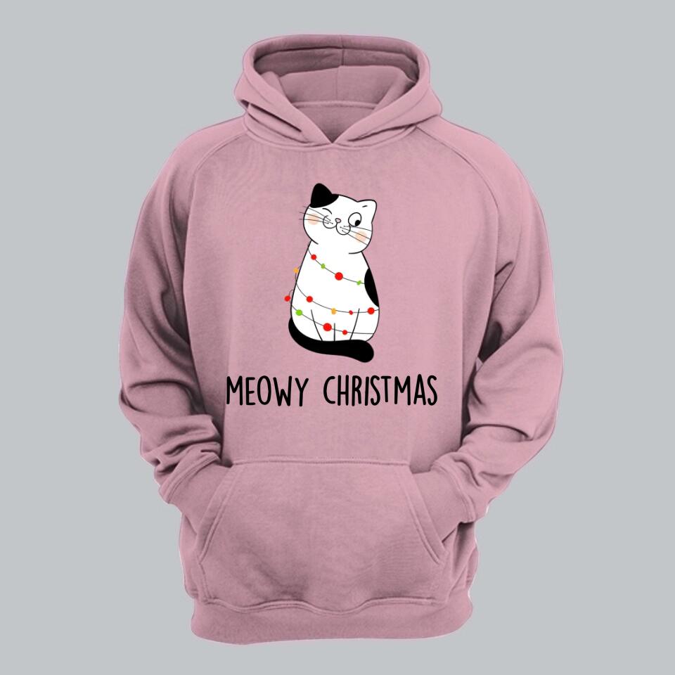 Personalized Meowy Christmas Cat Lovers Tshirt Hoodie Or Sweatshirt Printed QTH2511