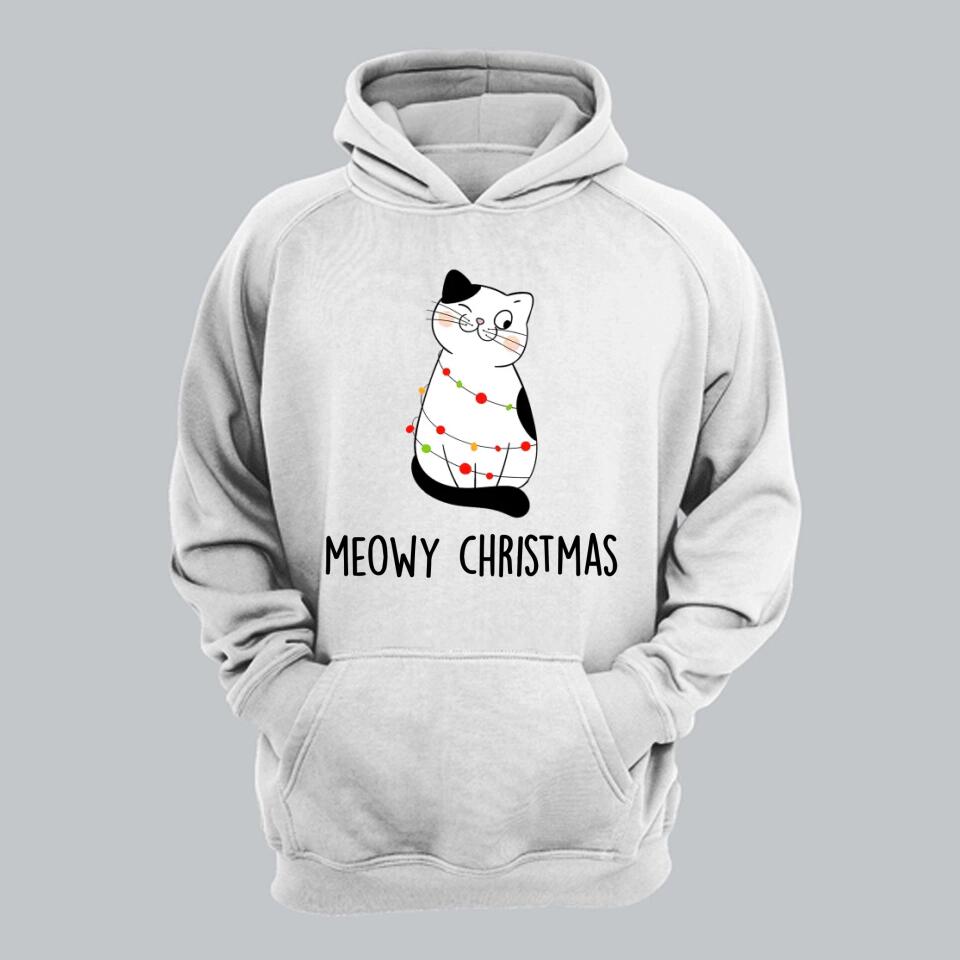 Personalized Meowy Christmas Cat Lovers Tshirt Hoodie Or Sweatshirt Printed QTH2511