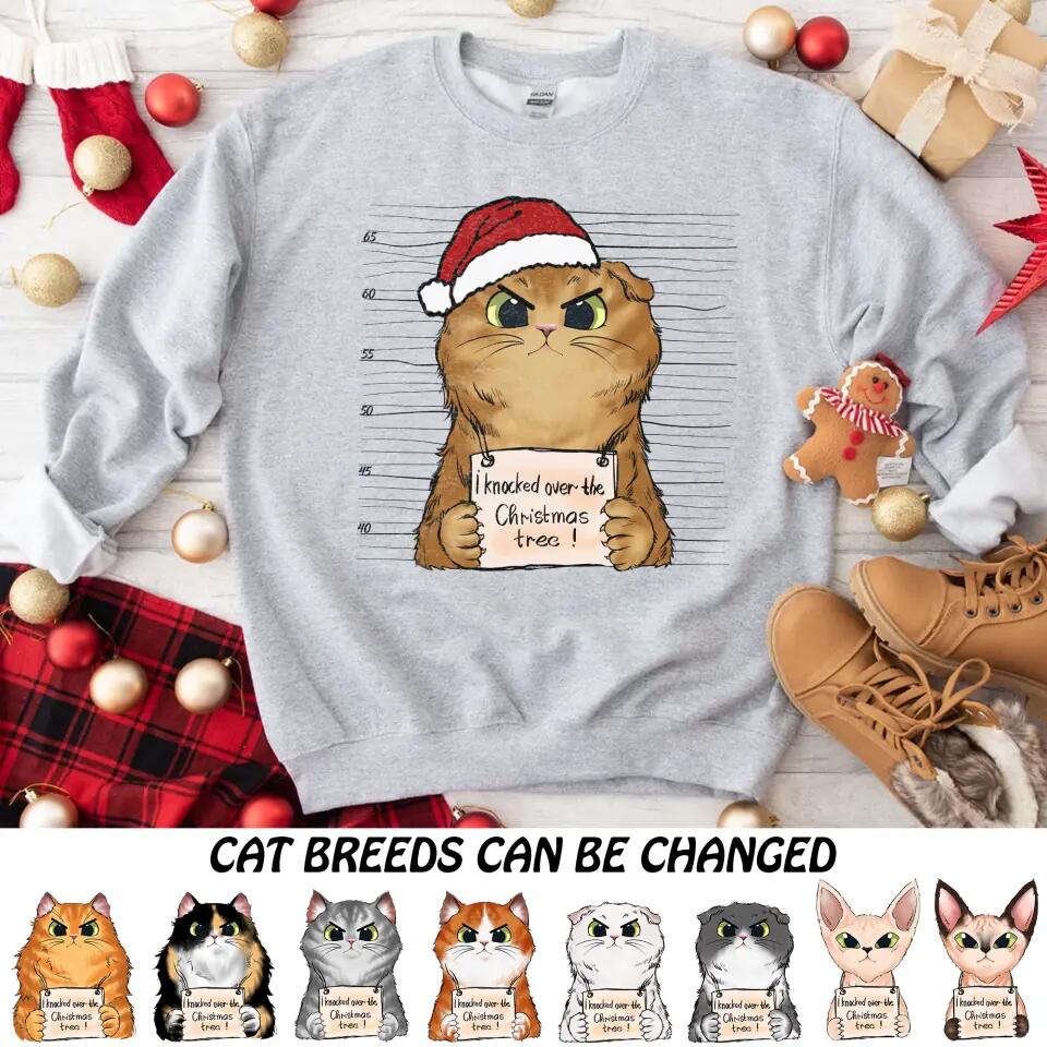 Personalized I Knocked Over The Christmas Tree  Cat Lovers Tshirt Hoodie Or Sweatshirt Printed QTDT2511
