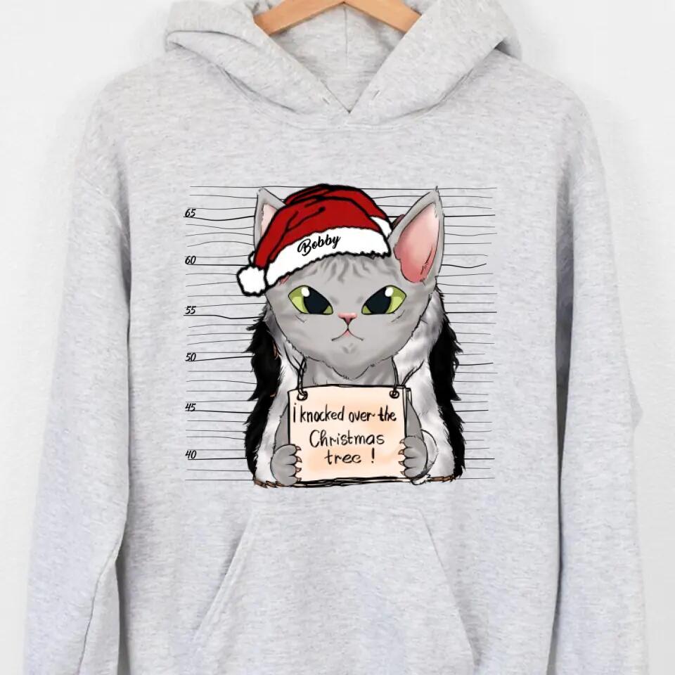 Personalized I Knocked Over The Christmas Tree  Cat Lovers Tshirt Hoodie Or Sweatshirt Printed QTDT2511