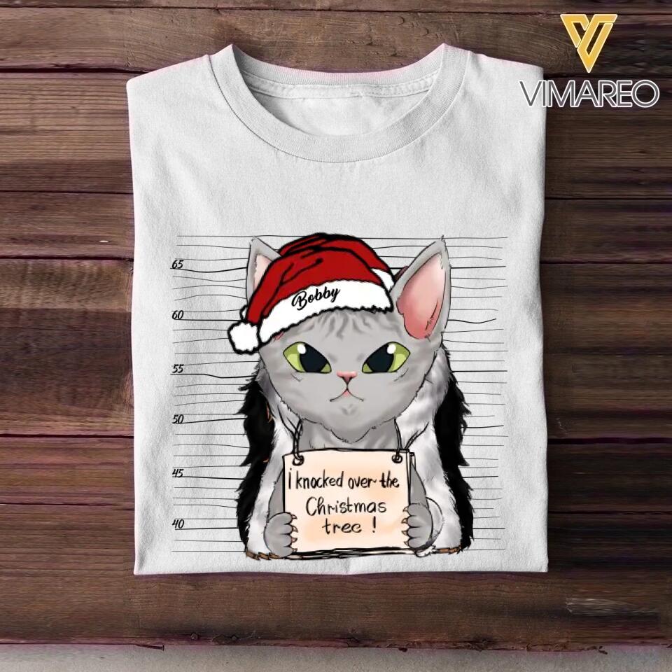 Personalized I Knocked Over The Christmas Tree  Cat Lovers Tshirt Hoodie Or Sweatshirt Printed QTDT2511