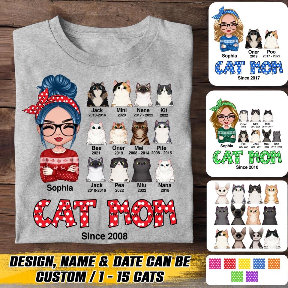 Personalized Cat Mom Shirt Printed 22NOV-HQ29