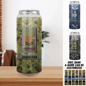 Personalized Australian Soldier/ Veteran Rank Camo Can Cooler 20oz Printed QTDT2012