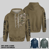 Personalized US Solider/ Veteran One A Soldier Always A Soldier Rank Camo Hoodie 3D Printed QTDT0701