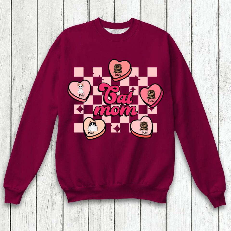 Personalized Cat Mom Sweatshirt Or Tshirt Printed QTHQ3101