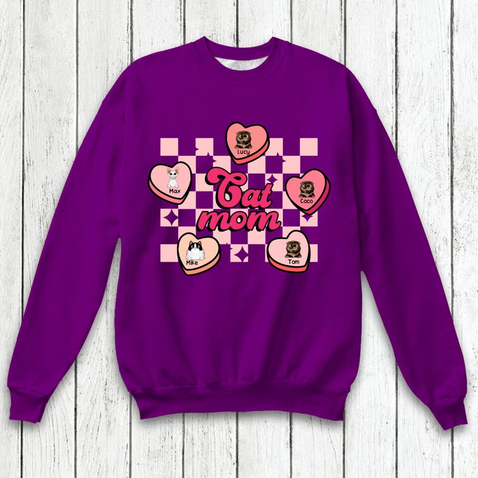 Personalized Cat Mom Sweatshirt Or Tshirt Printed QTHQ3101