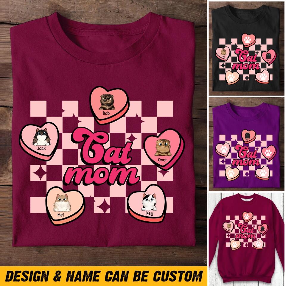 Personalized Cat Mom Sweatshirt Or Tshirt Printed QTHQ3101