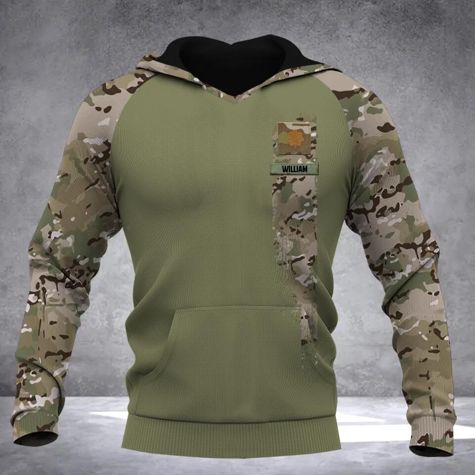 Personalized US Solider/ Veteran With Name and Rank Camo Hoodie 3D Printed QTDT0202