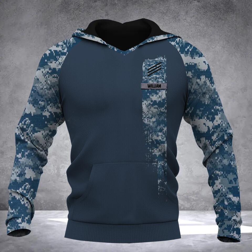 Personalized US Solider/ Veteran With Name and Rank Camo Hoodie 3D Printed QTDT0202