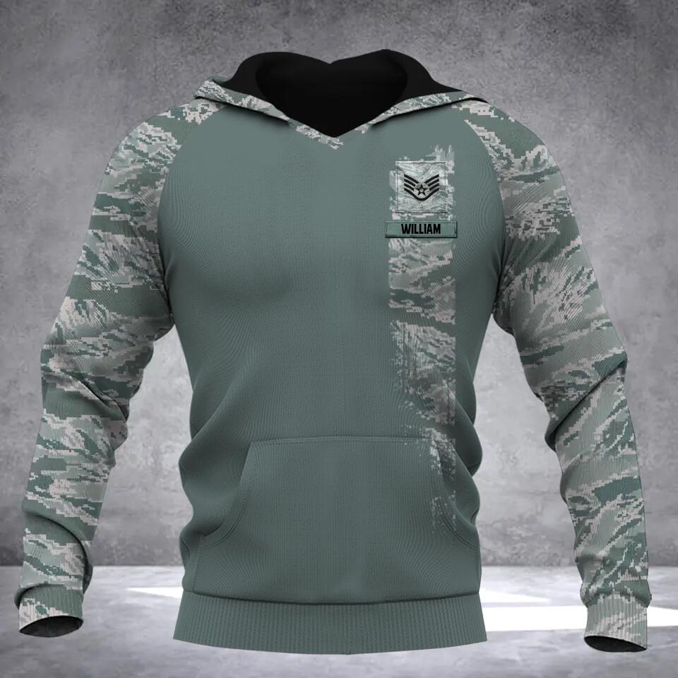Personalized US Solider/ Veteran With Name and Rank Camo Hoodie 3D Printed QTDT0202
