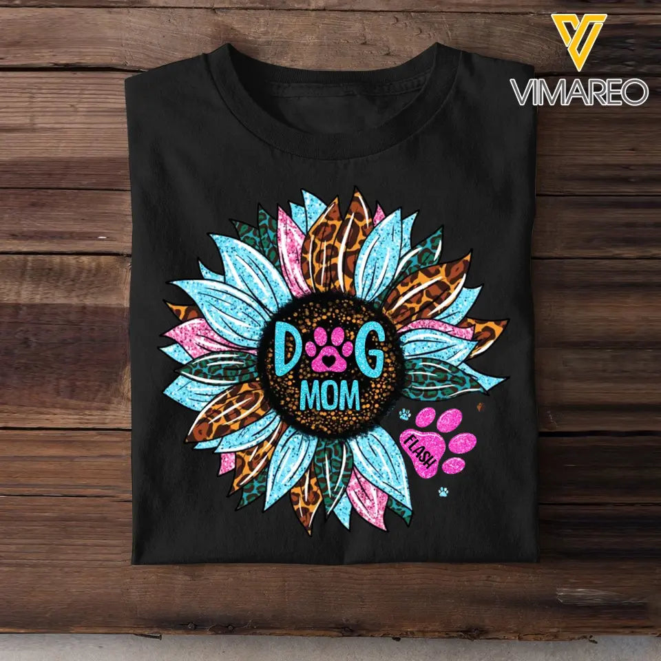 Personalized Sunflower & Dog Mom Tshirt Printed 23FEB-DT09