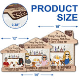 Personalized A Crazy Dog Lady And A Grumpy Old Man Live Here Couple & Dogs Wood Sign Printed PNDT2505