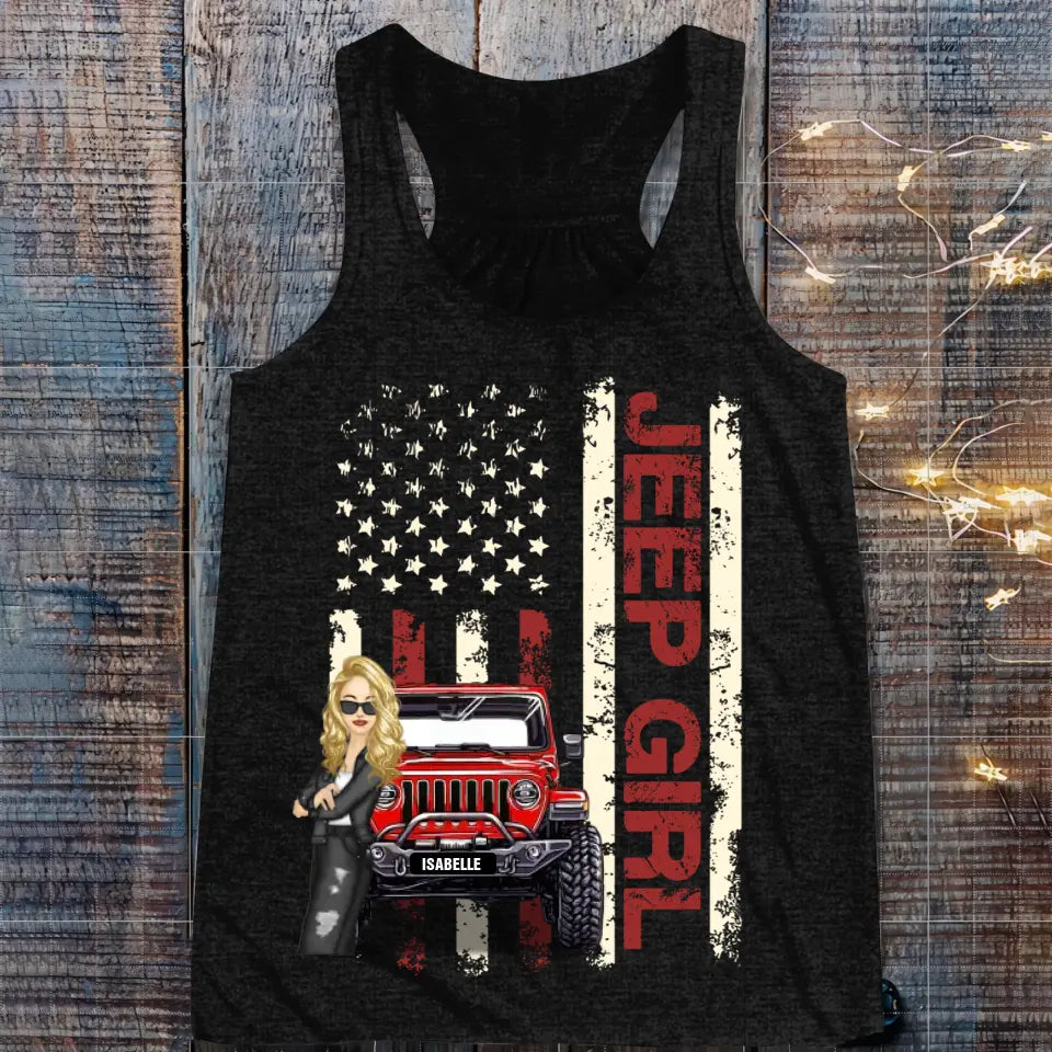 Personalized Jeep Girl Colorful Racerback Tank Printed QTDT0906