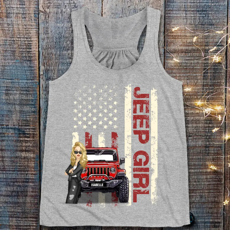 Personalized Jeep Girl Colorful Racerback Tank Printed QTDT0906