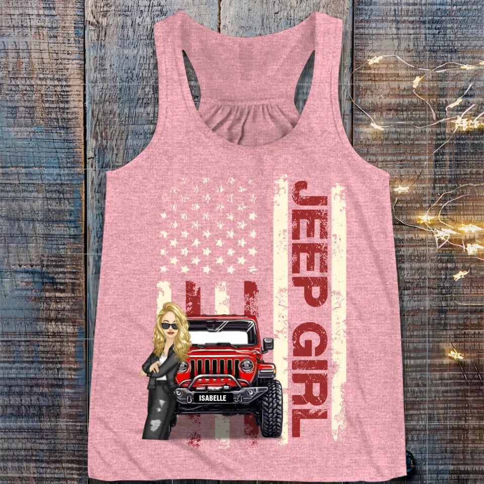 Personalized Jeep Girl Colorful Racerback Tank Printed QTDT0906