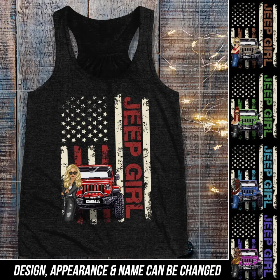 Personalized Jeep Girl Colorful Racerback Tank Printed QTDT0906
