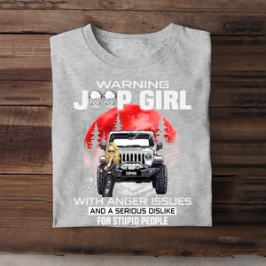 Personalized Warning Jeep Girl Red Moon T-shirt Printed QTHQ1606