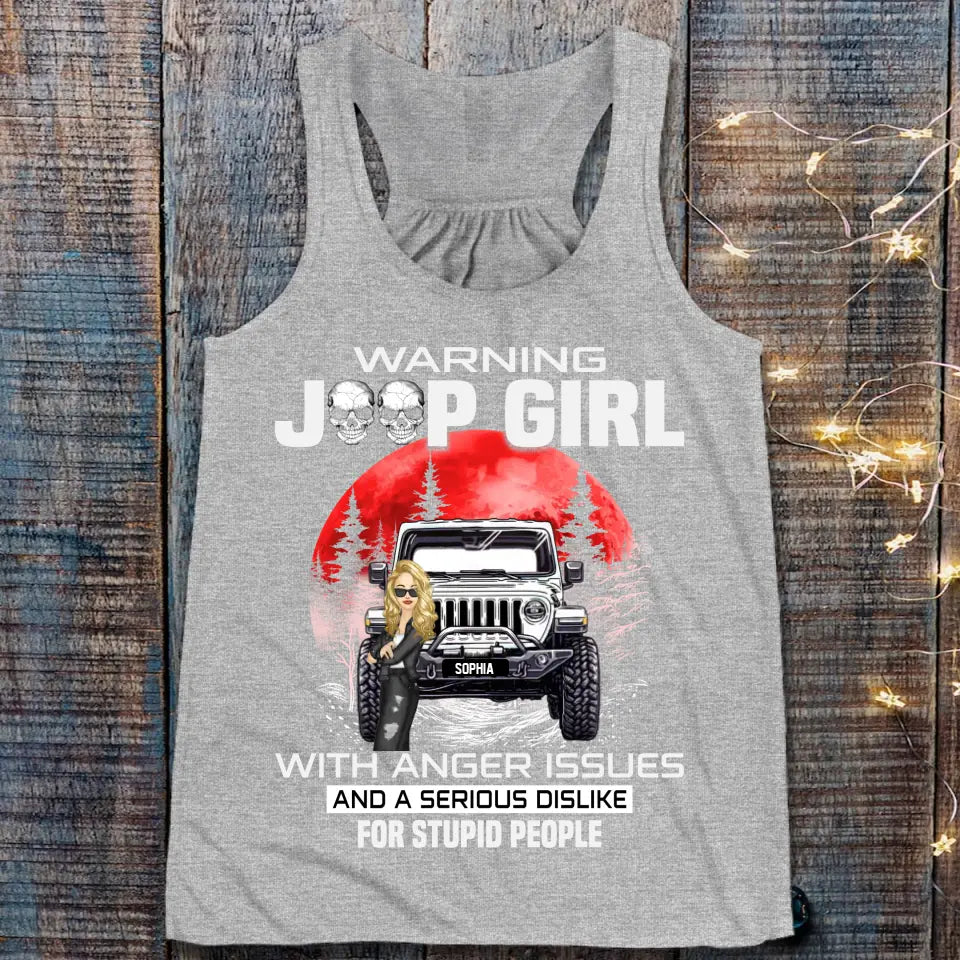 Personalized Warning Jeep Girl Red Moon T-shirt Printed QTHQ1606
