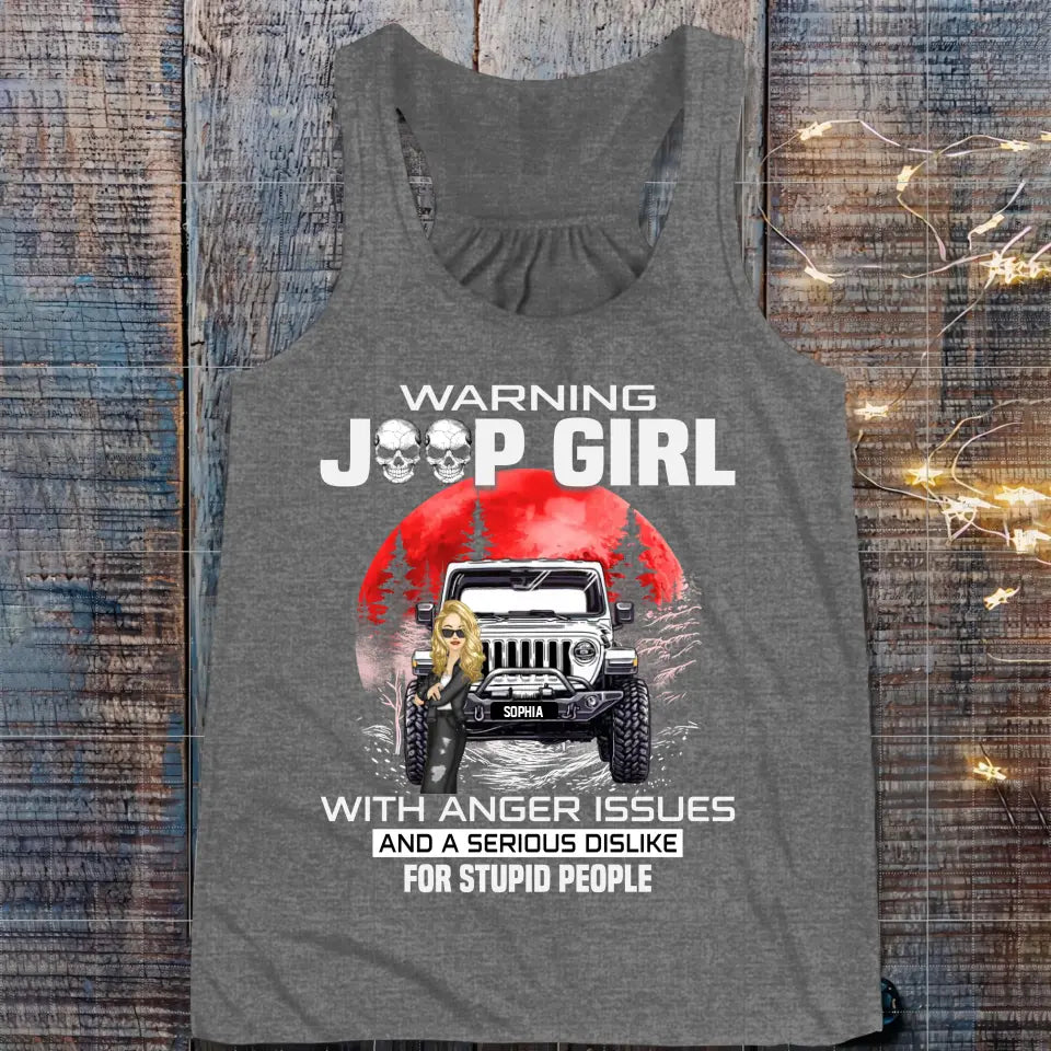Personalized Warning Jeep Girl Red Moon T-shirt Printed QTHQ1606