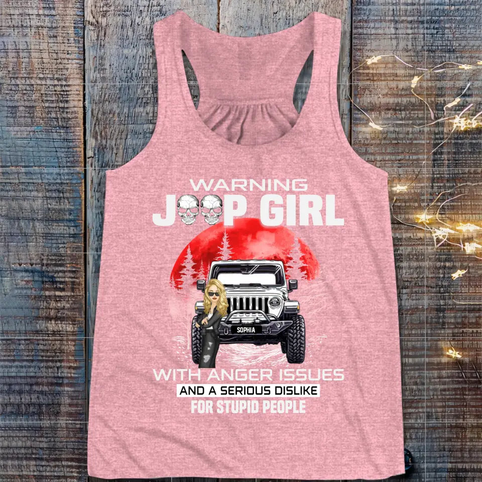 Personalized Warning Jeep Girl Red Moon T-shirt Printed QTHQ1606