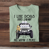 Personalized Jeep Girl And Dogs I Like Dogs And Jeep T-shirt Printed QTDT1606