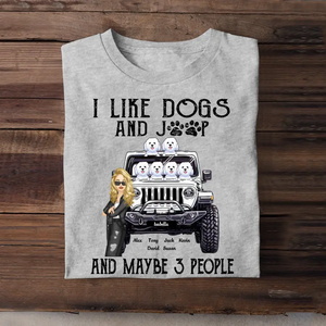 Personalized Jeep Girl And Dogs I Like Dogs And Jeep T-shirt Printed QTDT1606