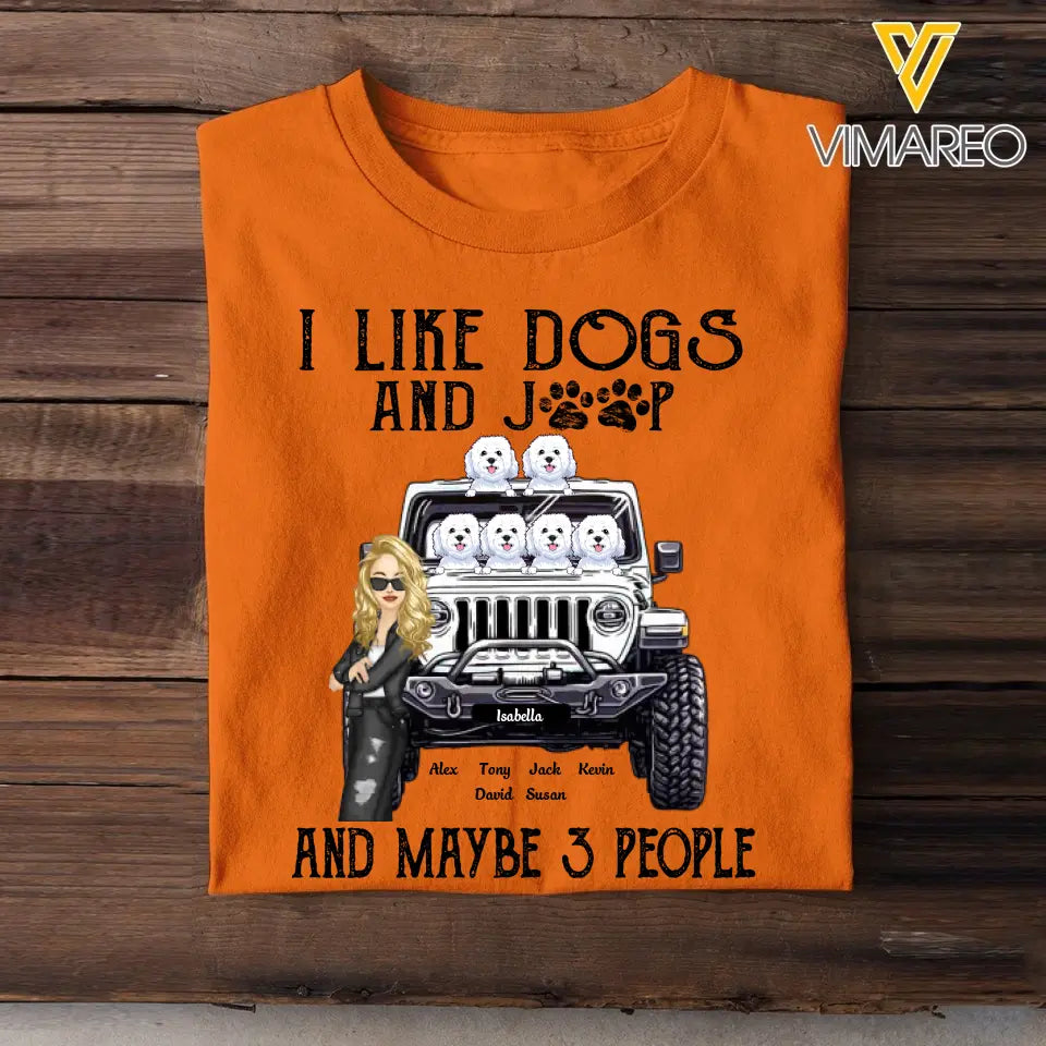 Personalized Jeep Girl And Dogs I Like Dogs And Jeep T-shirt Printed QTDT1606