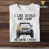 Personalized Jeep Girl And Dogs I Like Dogs And Jeep T-shirt Printed QTDT1606