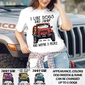 Personalized Jeep Girl And Dogs I Like Dogs And Jeep T-shirt Printed QTDT1606