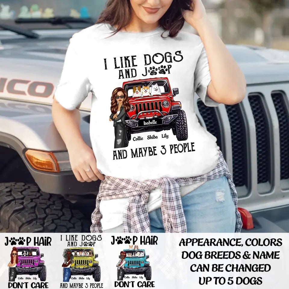 Personalized Jeep Girl And Dogs I Like Dogs And Jeep T-shirt Printed QTDT1606